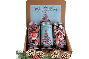 Merry Christmas Tea Gift Set by La Tea Dah | Gourmet Holiday Tea Assortment | 3 Full Sized Tins | Frosted Vanilla Chai Tea, Berry Green Tea, Herbal Gingerbread Tea (36 sachets)