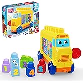 MEGA BLOKS First Builders Toddler Block Toys Set, Build & Count Bus 45 Pieces, Learn Numbers and Counting, Yellow, Ages 1+ Years