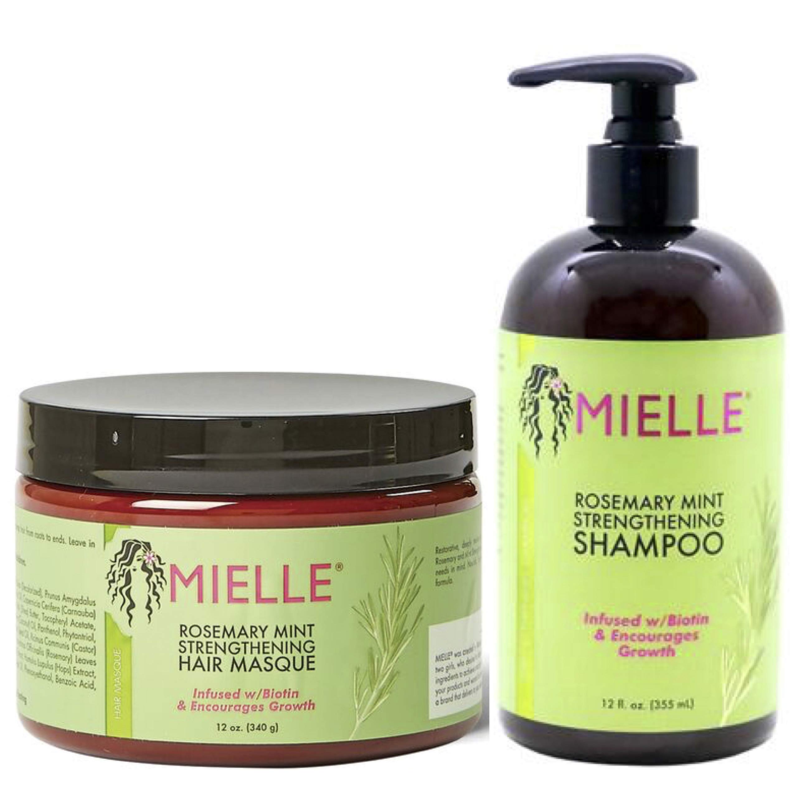 Rosemary Mint Strengthening Hair Masque & Rosemary Mint Strengthening Shampoo by Mielle Organics