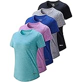 5 Pack: Women's Dry Fit Short Sleeve T Shirts, Athletic Workout Tee Tops for Gym Yoga Running