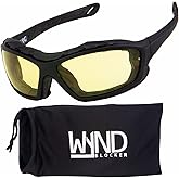 WYND Blocker Motorcycle Riding Glasses Extreme Sports Wrap Sunglasses (Black/Yellow)