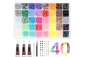 32000Pcs Resin Jelly Rhinestones for Bedazzling Kit 40 Colors 3mm Flatback Rhinestones with Tweezers Pen 3Pcs B7000 Glue Beda