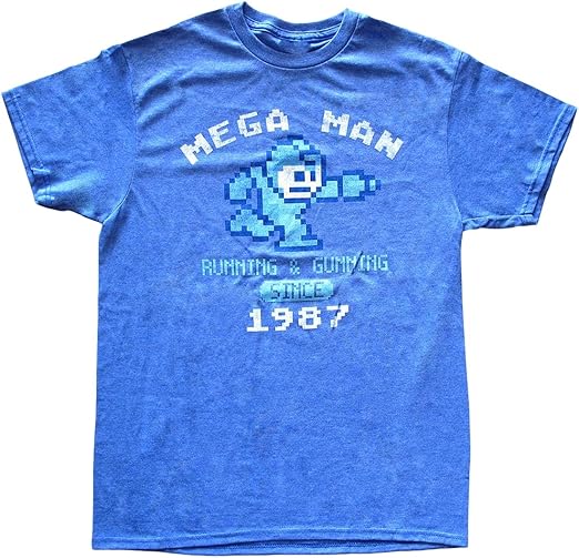 Men's Mega Man Running and Gunning Since 1987 Vintage T-Shirt: Amazon.ca: Sports & Outdoors