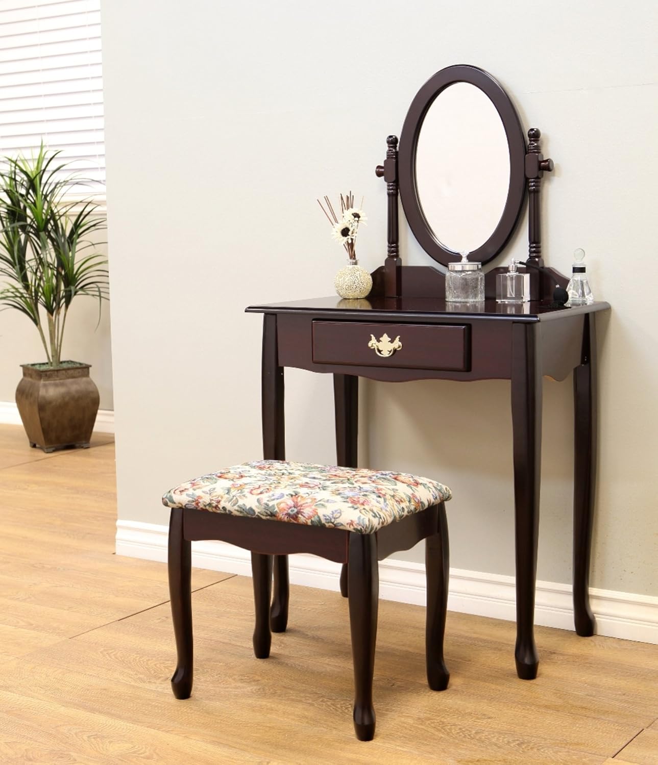 Amazon Frenchi Home Furnishing Cherry 3 Piece Vanity Set