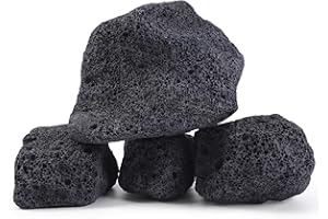 FISCAPE 2-6 Inches Large Natural Black Lava Rock 4 PCS Aquarium Rocks for Aquascaping, Aquarium Landscaping, Terrariums, Fish Tank Decoration, Vivariums, Paludarium, Reptile and Amphibian Enclosures