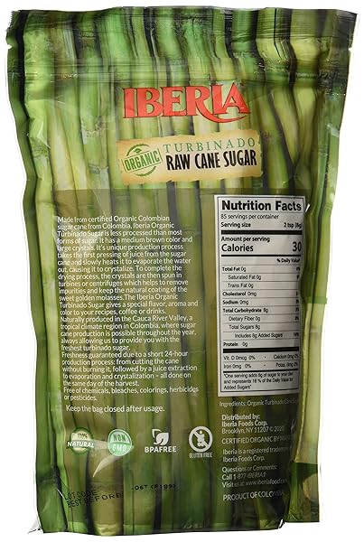 IBERIA ORGANIC TURBINADO RAW CANE SUGAR, 1.5 LBS (PACK OF 12)