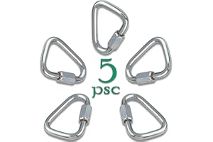 CATEAM Set of 5 Carabiners for Ninja Slackline. Triangle Shaped Quick Links for Ninja Slackline. Large 5/16" (M8/80mm)