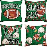 AVOIN colorlife Football Game Day Throw Pillow Covers, 18 x 18 Inch American Football Game Touch Down Sports Cushion Case for Sofa Couch Set of 4
