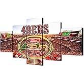 generic (60X100CM/5PCS) Framed Canvas Print Original Poster - San Francisco Stadium With 49ers Neon Sign - American football Wall Art for Home and Office Decor