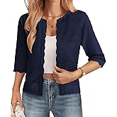 GRACE KARIN Womens 3/4 Sleeve Cardigan Sweater, Lightweight Cropped Cardigan Trendy, Dressy Casual Crochet Bolero Shrugs