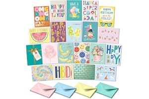 Sweetzer & Orange Happy Birthday Cards with Envelopes & Assortment Box. Variety Set of 20 Assorted Birthday Cards with Envelo