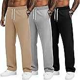 JoyMotion 3 Pack Men's Big and Tall Baggy Sweatpants Wide Leg Drawstring Loose Athletic Workout Casual Pants with Pockets