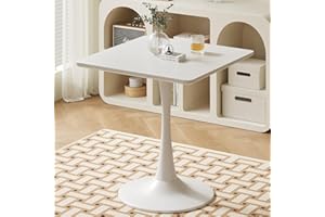 OSIVAEX White Square Tulip Table for 2 Person, 24 Inch Small Dining Table with Pedestal Base for Two, Mid Century Modern Tulip Tables for Kitchen, Living Room, Cafe, Coffee, Office, Bistro, Pub, Bar, Wood Top
