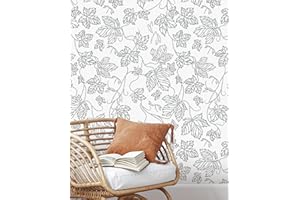SEVALO Black and White Wallpaper Leaf Contact Paper Peel and Stick Wallpaper Boho Wallpaper Simple Floral Wallpaper Self Adhesive Wallpaper Neutral Leaves Wallpaper for Bedroom Bathroom Farmhouse 17.3”×78.7”
