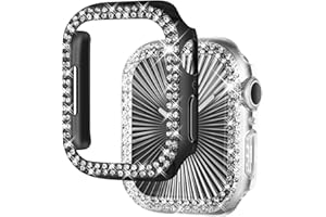 NewWays 2-Pack Bling Compatible for Apple Watch Cases 40mm SE 2022 Series 6 5 4, Protective Bumper for iWatch SE Series 4/5/6 (40mm, Black/Clear)