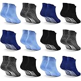 SkiBeaut 12 Pairs Toddler Non Slip Kid Boy Girl Socks with Grips, Toddlers Child Anti Skid Sticky Gripper Socks 1-7 Years Old