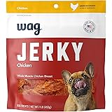 Amazon Brand – Wag Chewy Whole Muscle American Jerky Dog Treats – Chicken (1 lb), Grain Free