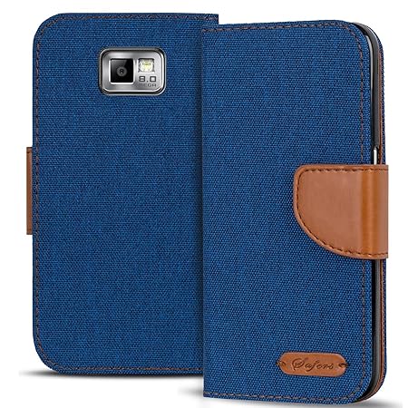 Conie TW32912 Textil Wallet Kompatibel mit Samsung Galaxy S2/S2 Plus, Textil Hülle Klapptasche mit Kartenfächer Etui Slim Cov