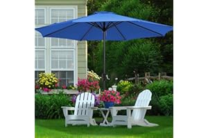 MEWAY 11ft Patio Umbrella Large Outdoor Table Umbrella with Crank Lift System, Market Deck Pool Backyard Garden Sunshade Umbrella 8 Sturdy Ribs UV Protection, Royal Blue…