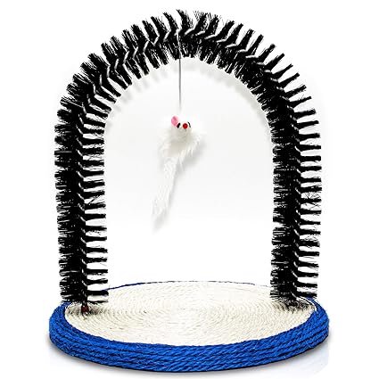 Katzenbogen Zur Fellpflege – Enthaarungsbogen Mit Massagefunktion – Katzenminze inklusive – Mit Maus Spielfunktion – Integrie