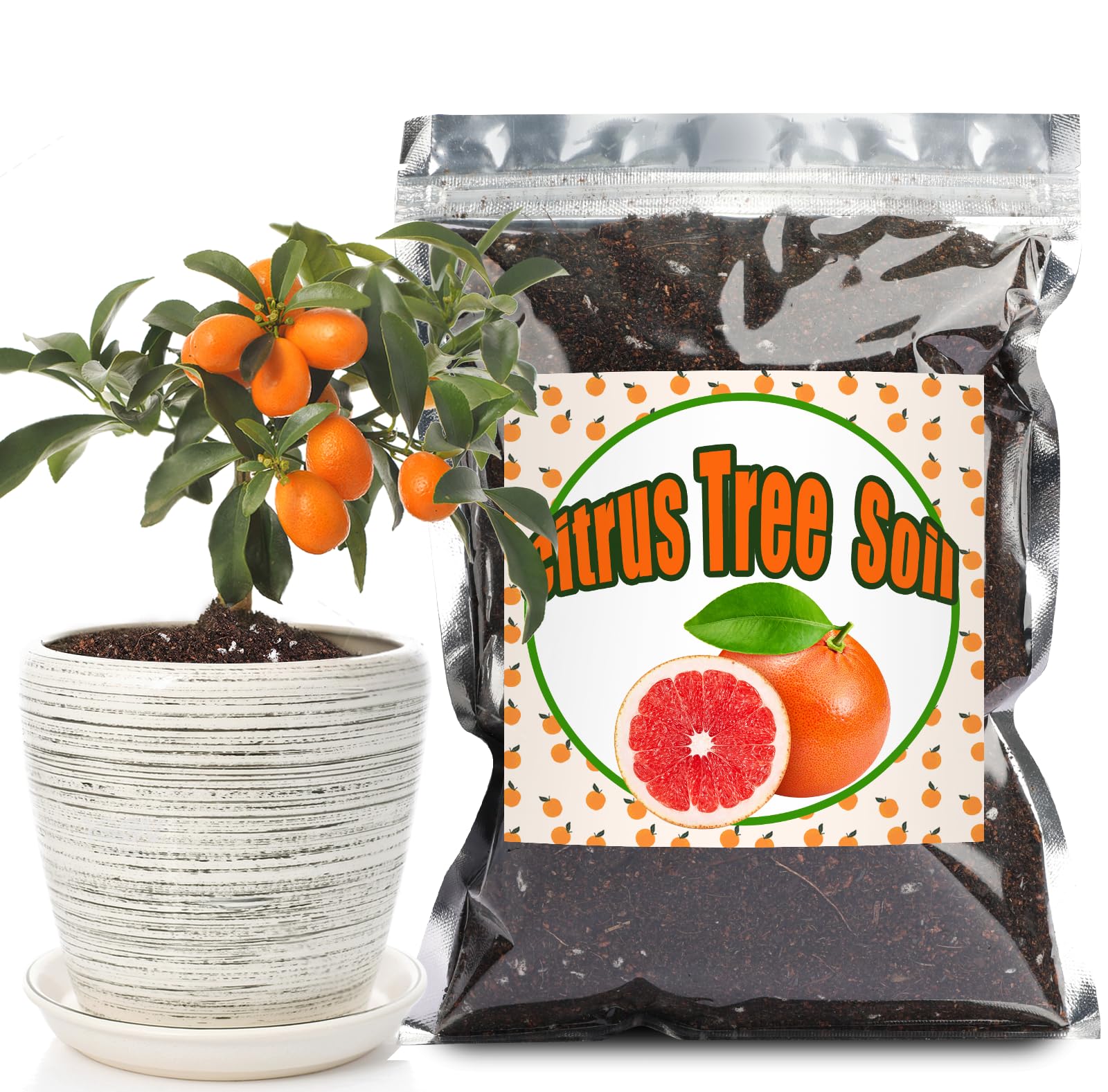 GOTVUGE Citrus Tree Potting Soil Mix, Organic Loamy Potting Soil for Potted Lemon or Lime Tree, Special Blend for Indoor Oranges, Lemons, Limes and More (1L)