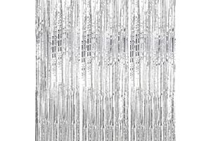 DECOCKRAT 3 Pack Foil Fringe Backdrop - Silver Shiny Tinsel Curtains for Party Decoration/Photo Booth Props - 3.3x8.2 FT Metallic Foil Backdrop for Birthday, Wedding, Graduation, Christmas.