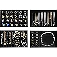 ProCase Stackable Jewelry Organizer Trays for Drawers, Jewelry Drawer Inserts Container Display Case Storage for Earring Necklace Rings Bracelet with Removable Dividers -Allblack, 4 Layers