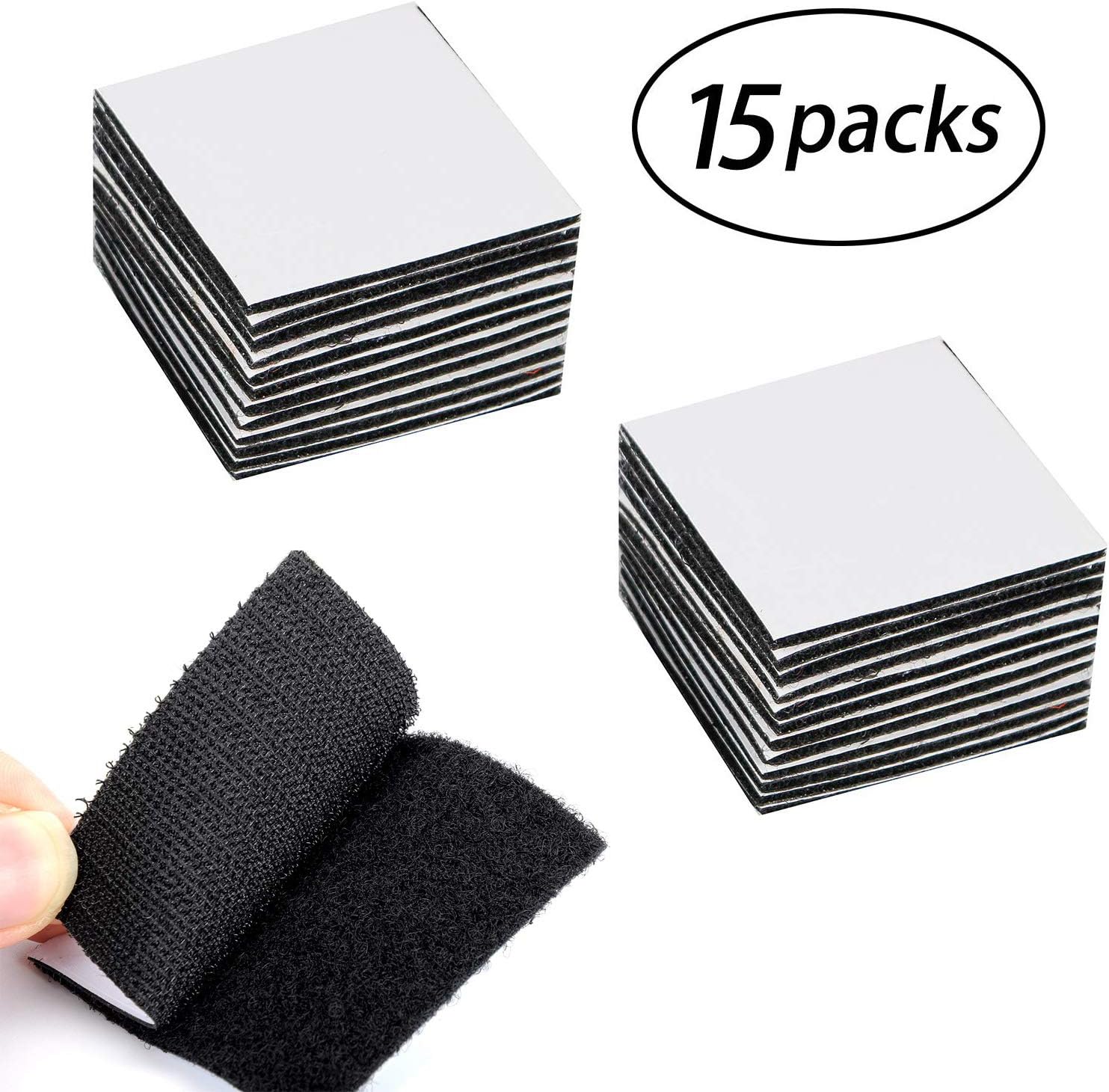 YBWM 15PCS Industrial Strength Hook and Loop Strips with Adhesive