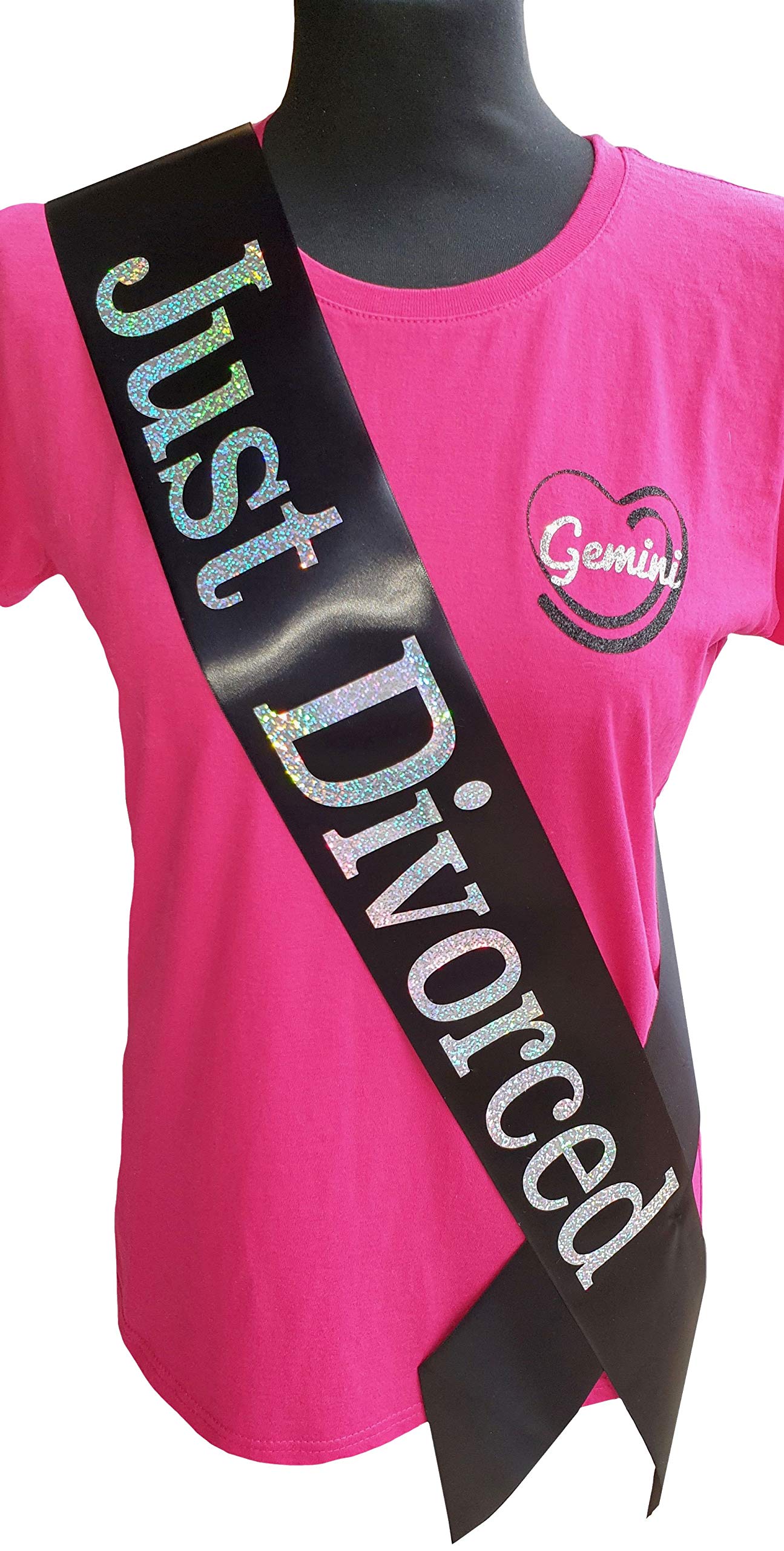 Gemini Ribbons - Just Divorced Sash - Holographic - Party - Womens - Gift - Outfit - Divorce Party