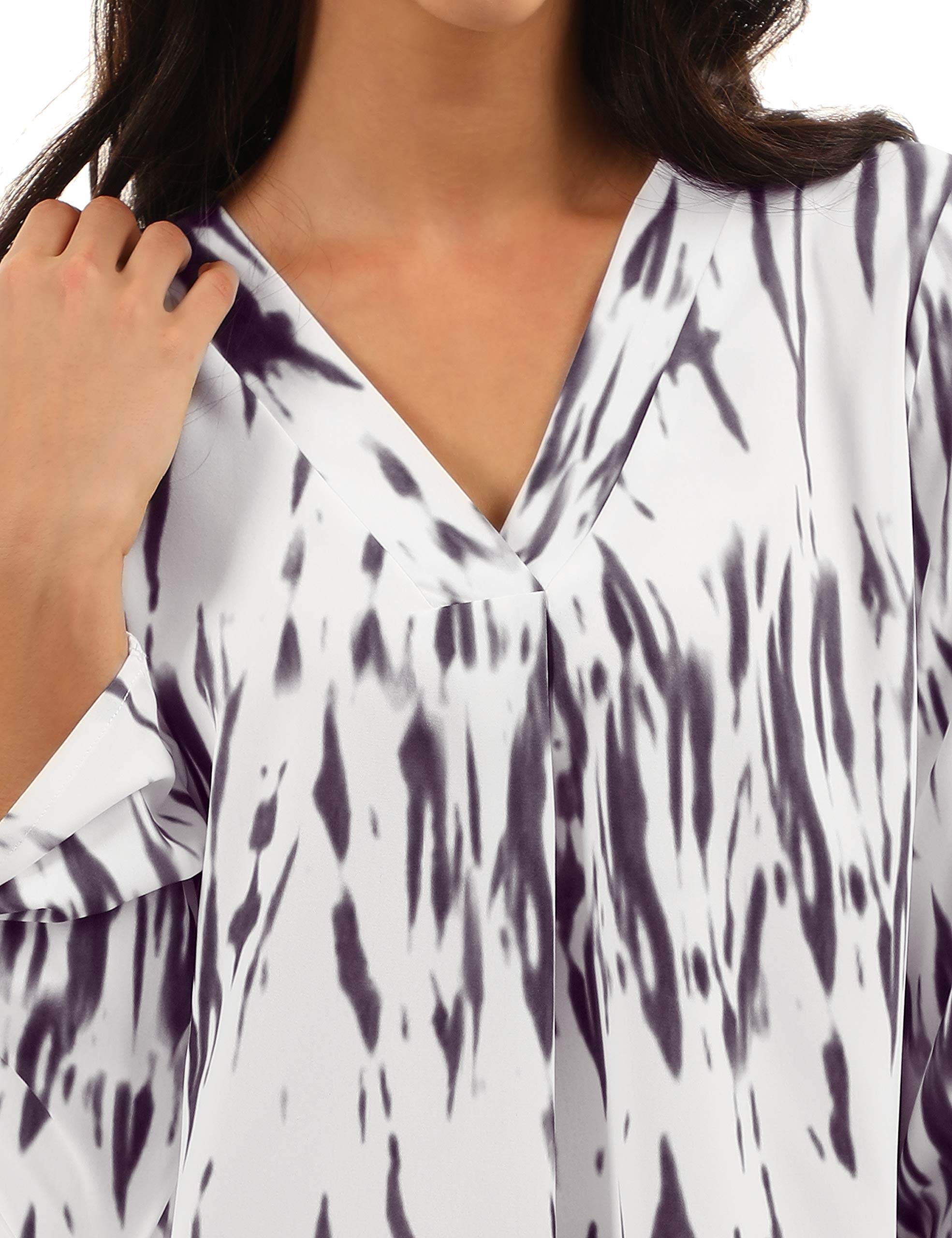 BMJL Women\'s Tie Dye Shirt V Neck Long Sleeve Tops Cute Oversized Blouse Floral Tees（Medium，Tie dye）