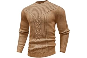 SAVKOOV Men's Pullover Long Sleeve Crewneck Knitted Sweater