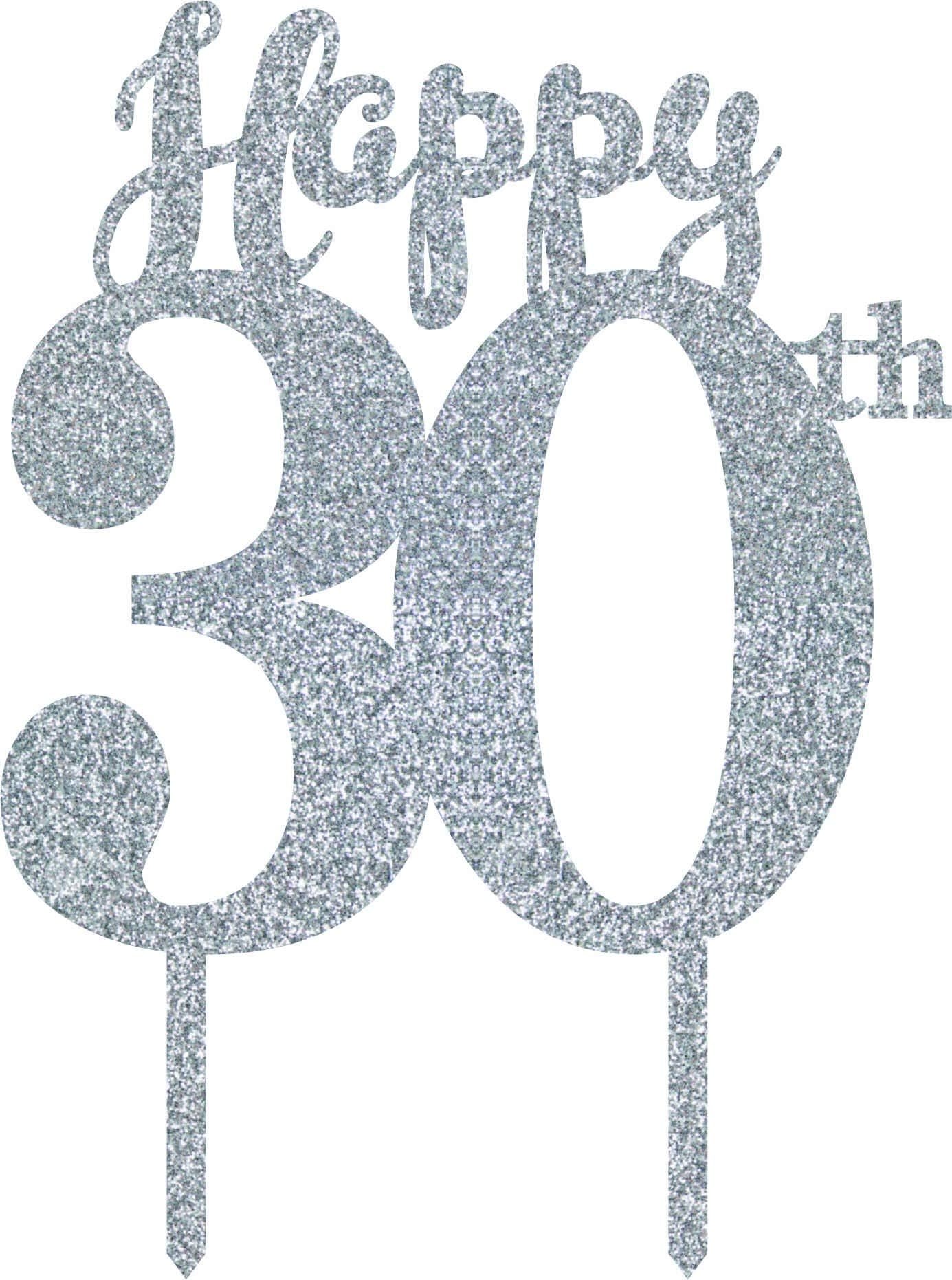 Wanna Party 30th Birthday Cake Topper, Silver