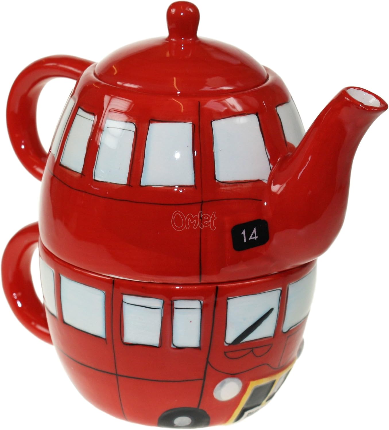 Puckator Routemaster Red Bus Tea for One Set LON42, Mixed, Total Height 17cm Cup 6.5 x 11cm Pot 11 x 11cm