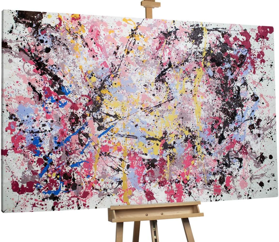 KunstLoft® Painting 'Infinte Joy' 71x47inches | Very large hand-painted canvas | Abstract Art in Yellow XXL | pink Unique mural oil painting | Modern Art XXL Picture on frame