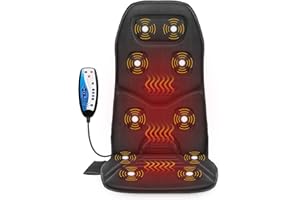 COMFIER Back Massager Seat Cushion with Heat,10 Vibration Motors, Massage Chair Pad,Chair Massager for Pain Relief at Office/Home,Christmas Gifts for Men Women