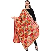 SWI WITH LABEL Women's Embroidered Phulkari Chiffon Dupatta Free Size Multicolour