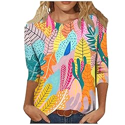 Older Womens Tops and Blouses 3/4 Sleeve hot Pink