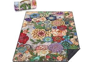 Wruzbxcn Picnic Blankets Waterproof Sandproof Picnic Beach Blanket Foldable Portable Travel Large Mandala Flowers Style Camping Blanket for Outdoor Beaches,Parks,Hiking-Mandala 80" X 60"
