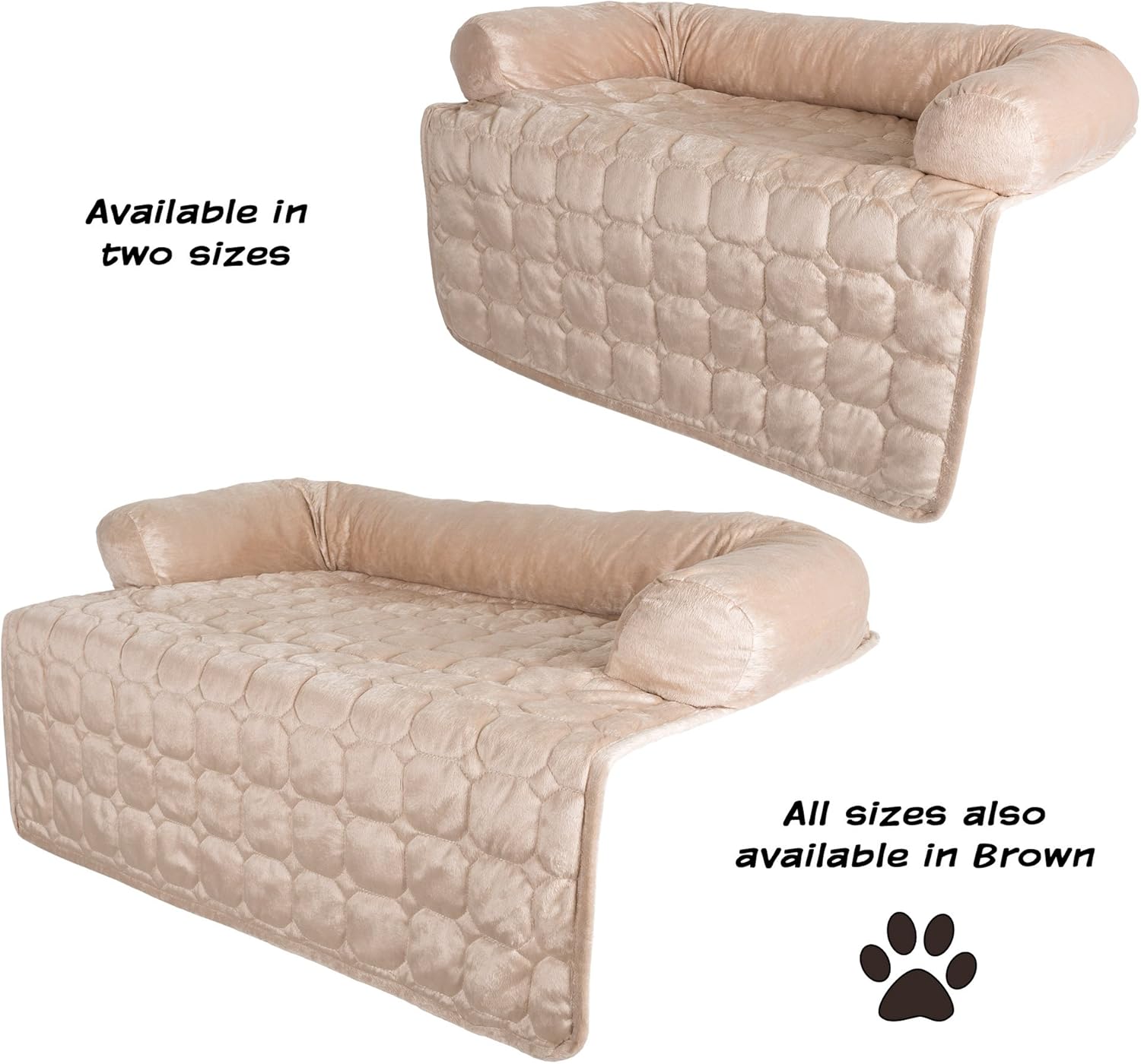 Furniture Protector Pet Cover for Dogs and Cats with Shredded Memory Foam filled 3-Sided Bolster Soft Plush Fabric by PETMAKER Â– 30Â” x 30.5Â” Beige : Pet Supplies