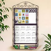 Zonon Wrought Iron Wall Display Organizer Metal Calendar Holder, Flower | 18 x 32'' Multi Purpose Wall Mounted Holder with Basket, Vertical Poster Hanger for Canvas Artwork Diamond Painting Display