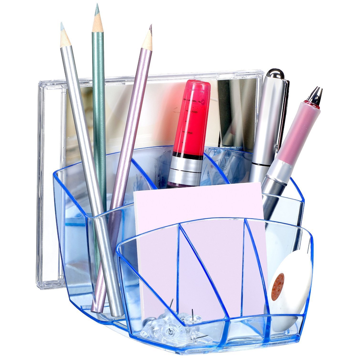 CEP Desktop Organiser for 40 Pens 5 highlighters 3CDs and 3 Extra Compartments Ice Blue Ref 580l