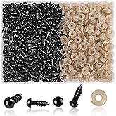 UPINS 600pcs 6mm Black Safety Eyes with Washers for Amigurumi Crochet Dolls | 6mm Plastic Craft Eyes with Washers, Amigurumi Doll, Stuffed Animal, DIY Crafts Making Supplies