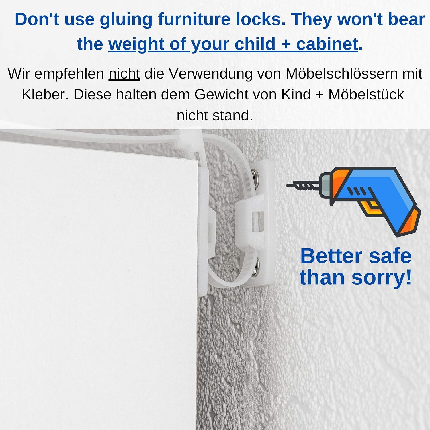 Anti-tip Device for Shelves chests of Drawers and cupboards, 10 Pack, for screwing Easy to Activate/deactivate - Image 4