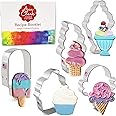 Ice Cream and Sweets Birthday Cookie Cutter 5-Pc Set Made in USA by Ann Clark, Ice Cream Cone, Soft Serve Cone, Popsicle, Ice Cream Sundae