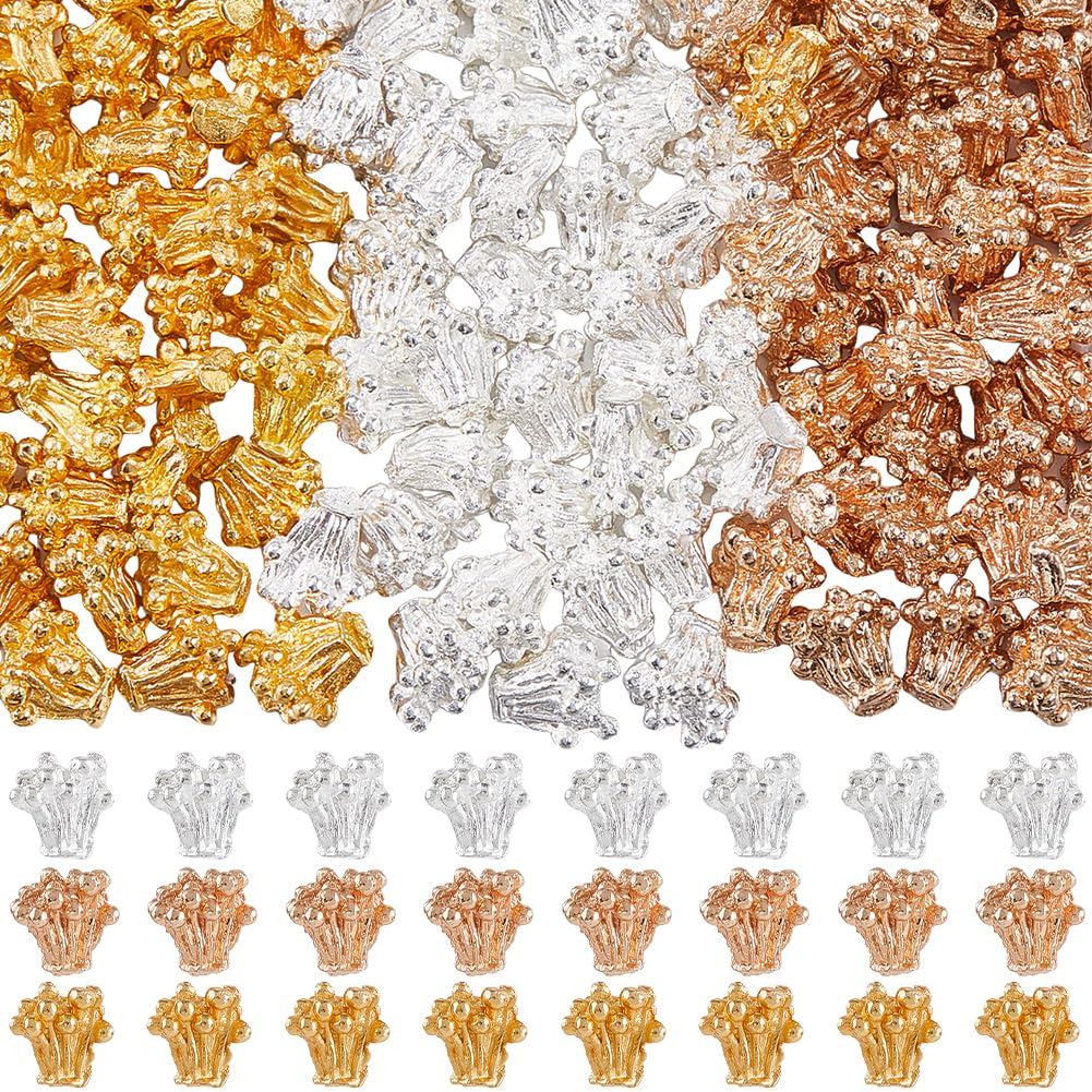 SUNNYCLUE 1 Box 150Pcs 3 Colors Metal Flower Bead Caps Flower Stamen Beads Bulk Alloy Floral Stamens Connection Base Cabochons Charms for Jewellery Making Earring Bracelet Necklace DIY Crafts Supplies — image 1