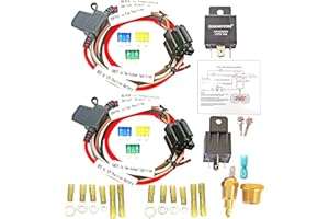 ZOZOMOTORS Dual Electric Fan Relay Kit Radiator Electric Cooling Fan Thermostat Kit Temperature Sensor Switch 185 On 175 Off, 40 AMP Waterproof Relay Kit