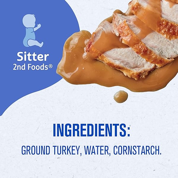 GERBER STAGE 2 BABY FOOD, TURKEY AND GRAVY JAR, BABY PUREE JARS GLASS