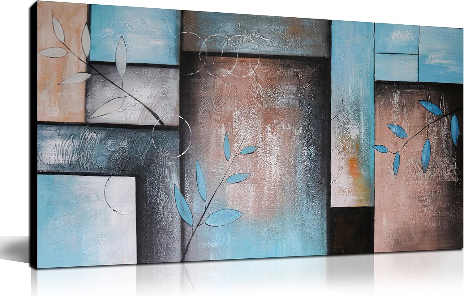 Paintings - Abstract Canvas Wall Art Bedroom - Brown Wall Decor - Framed Hand Painted Wall Art Ready to Hang Size 60x30 Inch