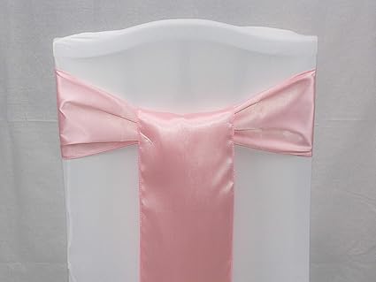 Pack Of 50 Satin Chair Cover Bow Back Tie Ribbon Table Runner Event Party Wedding Reception Banquet Decoration Blush Pink