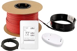 LuxHeat 70 Sqft Floor Heating Cable Kit - 120v Electric Radiant Floor Heating System Under Tile, Laminate. Includes Cable, UWG4 OJ Microline WiFi Programmable Thermostat with GFCI